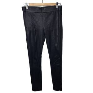 J.Crew Collection Genuine Leather Pixie Pants 4 ( fits 6) Black Mid Rise Biker